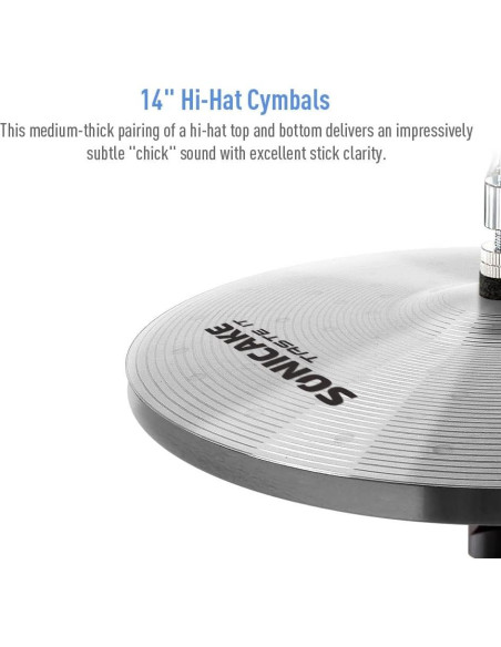 SONICAKE Set de Platillos de Batería 5 Piezas Aleación Plata