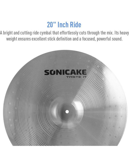 SONICAKE Set de Platillos de Batería 5 Piezas Aleación Plata