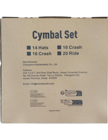 SONICAKE Set de Platillos de Batería 5 Piezas Aleación Plata