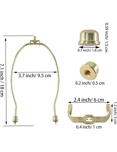 Kit de Arpa de Lámpara PDETVEO 17.78 cm 2 Piezas Latón Pulido 2