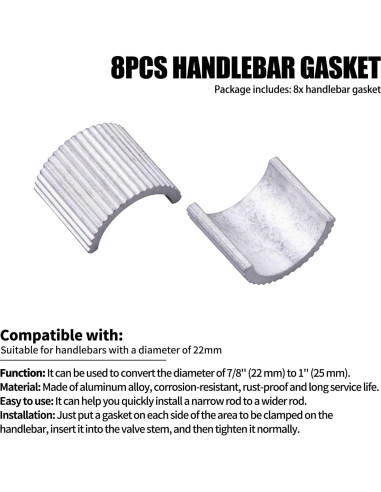 8 Piezas Shim de Manillar MWMNUN 22mm a 25mm Aluminio