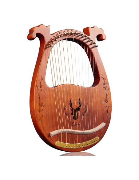Arpa de Lira 16 Cuerdas Caoba con Llave y Guía