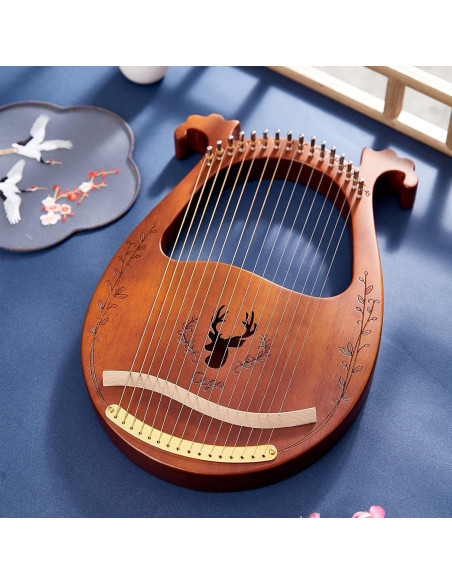 Arpa de Lira 16 Cuerdas Caoba con Llave y Guía