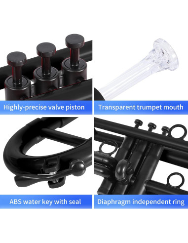 Trompeta Profesional PAMPET C Plástico Negro 7 Boquillas