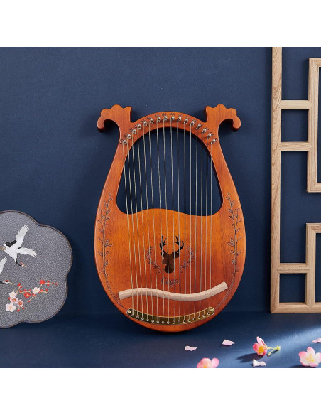 Arpa de Lira 16 Cuerdas Caoba con Llave y Guía