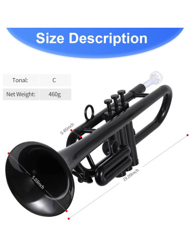 Trompeta Profesional PAMPET C Plástico Negro 7 Boquillas