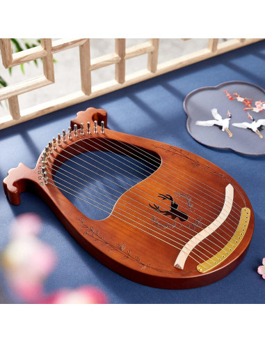 Arpa de Lira 16 Cuerdas Caoba con Llave y Guía