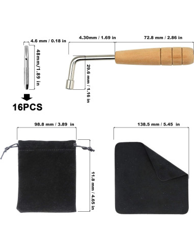 Kit de Afinación 16 Clavijas + Martillo Cuello de Ganso