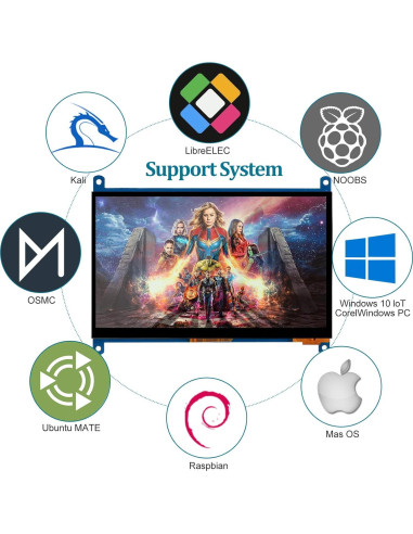 Monitor 7" Raspberry Pi Head Sun HDMI Táctil 1024x600