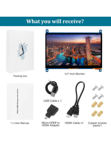 Monitor 7" Raspberry Pi Head Sun HDMI Táctil 1024x600