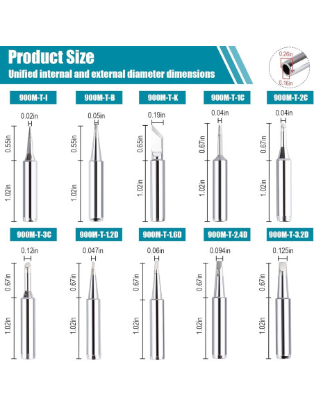 10 Puntas de Soldador 900M-T Siziviki Premium Sin Plomo