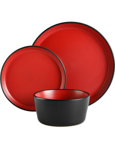 Juego de vajilla cerámica Gibson Soho Lounge 12 piezas rojo 2