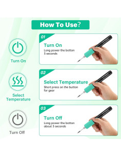 Soldador Inalámbrico Qyvorae USB 1100mAh 3 Temperaturas 2