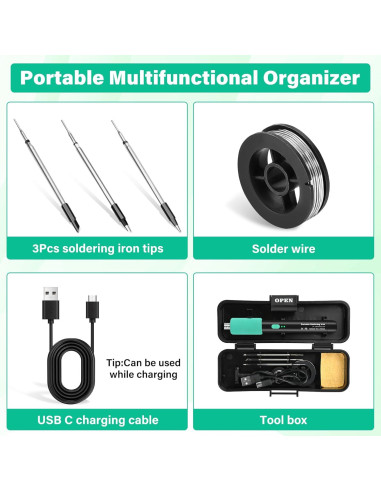 Soldador Inalámbrico Qyvorae USB 1100mAh 3 Temperaturas