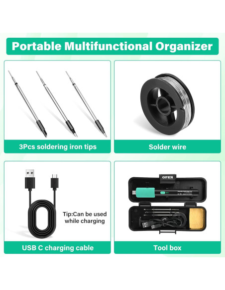 Soldador Inalámbrico Qyvorae USB 1100mAh 3 Temperaturas