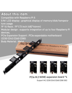 GeeekPi Rack 1U para Raspberry Pi 5 con Adaptadores M.2 NVMe 2
