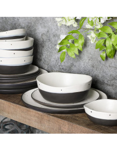 Vajilla Gibson Elite Rhinebeck 16 piezas blanca y negra 2