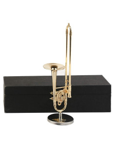 Trombón Miniatura de Latón con Soporte y Estuche