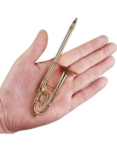 Trombón Miniatura de Latón con Soporte y Estuche 2
