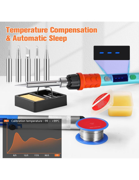Kit de Soldador Q-MING 90W Digital con Temperatura Ajustable