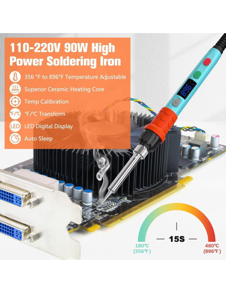 Kit de Soldador Q-MING 90W Digital con Temperatura Ajustable