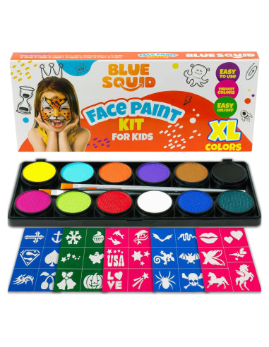 Kit de Pintura Facial Blue Squid para Niños - 12 Colores
