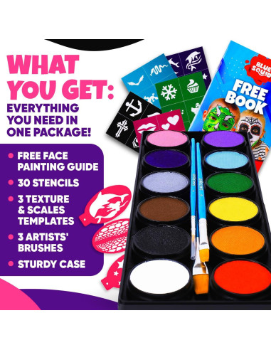Kit de Pintura Facial Blue Squid para Niños - 12 Colores