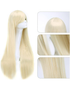 Peluca Larga Recta Rubia 81 cm Cosplay Akstore 2