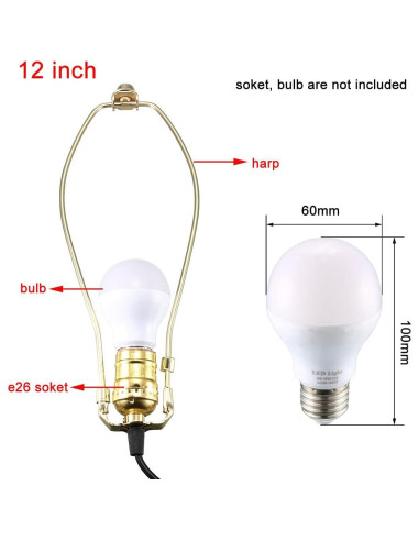 Arpa de Lámpara uxcell 30,48 cm Latón Pulido Moderno