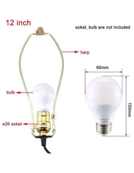 Arpa de Lámpara uxcell 30,48 cm Latón Pulido Moderno