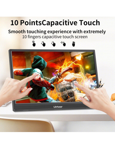 Monitor Táctil 14" Ulrhzar FHD 1920x1080 USB-C HDMI