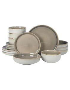 Juego de Vajilla Gibson Elite Sunveil 16 Piezas Cerámica Taupe