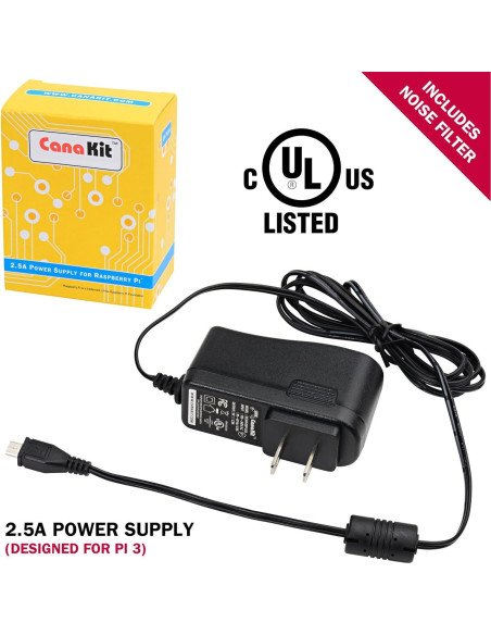 Fuente de Alimentación CanaKit 5V 2.5A para Raspberry Pi 3 B+