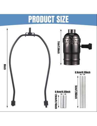 Kit de Reparación de Lámpara Baquler 3 Vías Negro 2 Piezas
