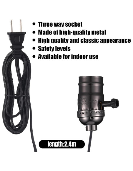 Kit de Reparación de Lámpara Baquler 3 Vías Negro 2 Piezas