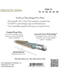 Cuerdas para guitarra DR Strings Dragon Skin+ 10-48 Bronce 2