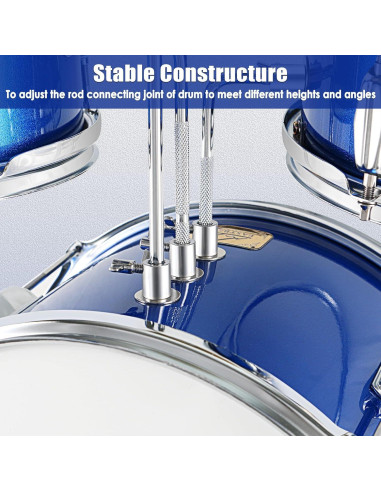 EASTROCK Juego de Batería Junior 3 Piezas 35,5 cm Azul