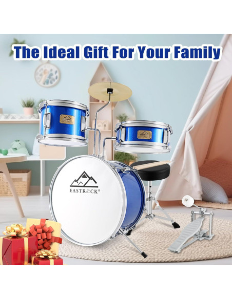EASTROCK Juego de Batería Junior 3 Piezas 35,5 cm Azul