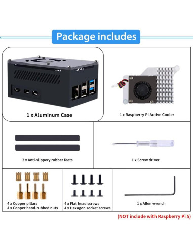 Caja de Aluminio GeeekPi para Raspberry Pi 5 con Enfriador