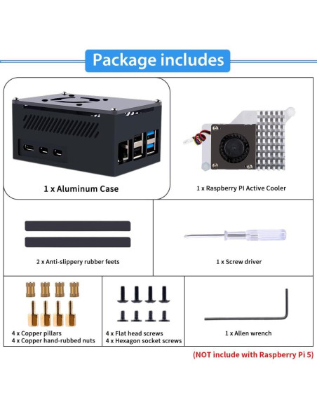 Caja de Aluminio GeeekPi para Raspberry Pi 5 con Enfriador