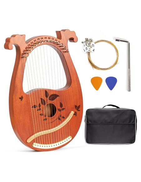 Arpa de Lira Caoba 16 Cuerdas con Accesorios y Bolsa