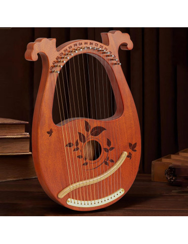 Arpa de Lira Caoba 16 Cuerdas con Accesorios y Bolsa