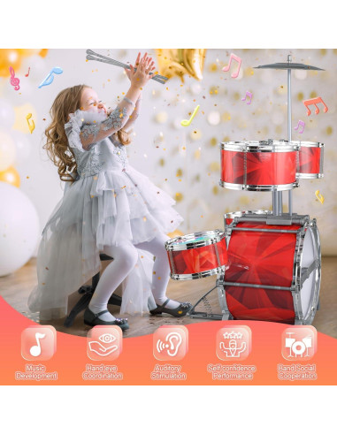 Juego de batería para niños Chaowan M5321 con luces y taburete