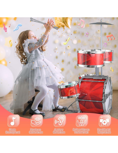 Juego de batería para niños Chaowan M5321 con luces y taburete