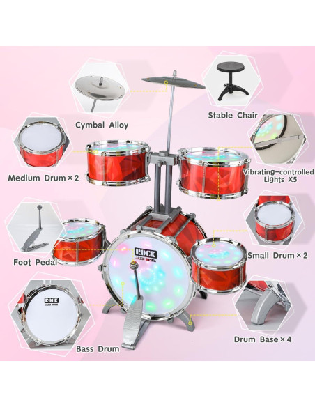 Juego de batería para niños Chaowan M5321 con luces y taburete