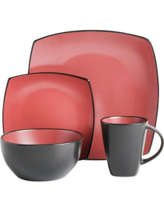 Juego de vajilla cuadrada Gibson Soho Lounge 16 piezas rojo 2