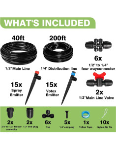 Kit de Riego por Goteo Maotong 240FT con Conexión Rápida 2