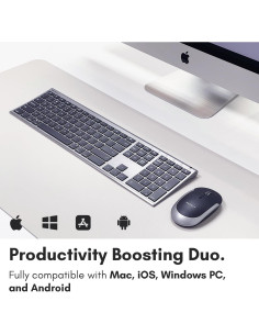 Combo Teclado y Ratón Bluetooth Macally Gris Espacial 2