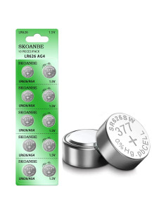 Baterías de Reloj SKOANBE 10Pack SR626SW 1.5V Larga Duración