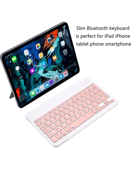 Teclado Bluetooth Xukinroy Mini 10" Rosa Inalámbrico